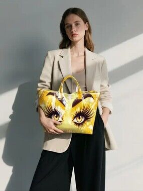 Women Starburst Glitter Glam Eyes Hello Big Tote Bag